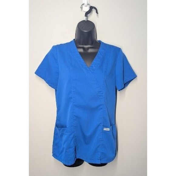 Barco Grey's Anatomy Women's Small Blue V-Neck Scrub Top with Pockets - Picture 1 of 4